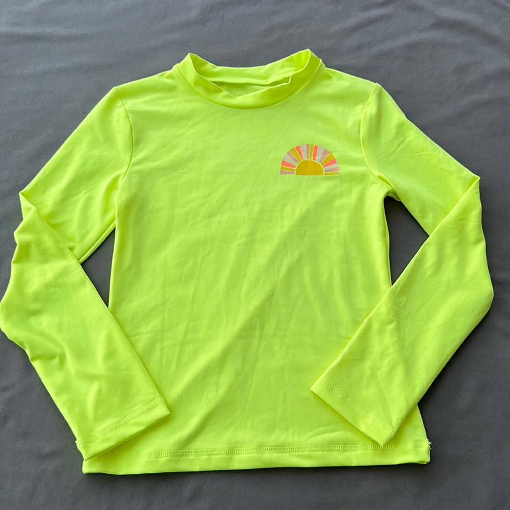 Cat & Jack Girls Rash Guard Swim Top. Bright yellow size Small 6/6X